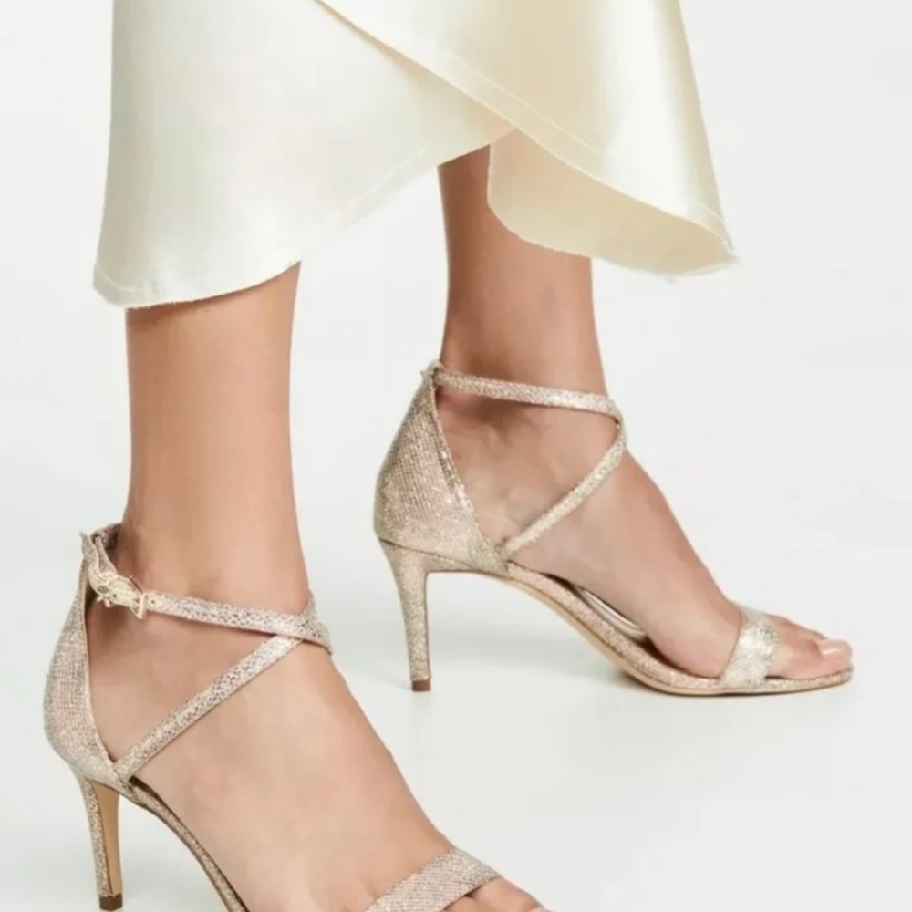 Michael Kors Sequin Gold heels holiday sparkle heels